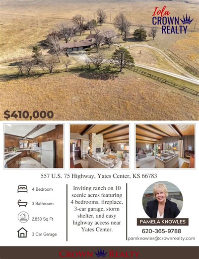 Country Dream Ranch Home on 10 Acres for Sale in Kansas