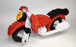 【Origami library】摩托车三角插折纸教程 3d origami MOTORCYCLE_哔哩哔哩_bilibili