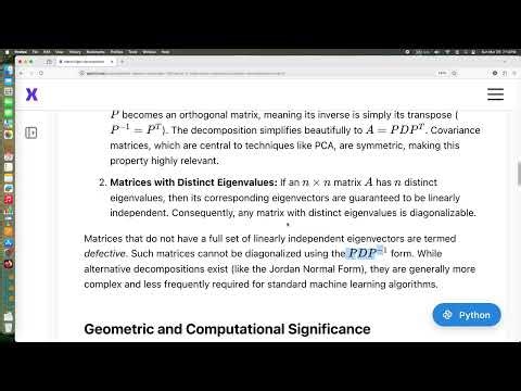 5.4 Phân rã ma trận bằng véc tơ riêng và giá trị riêng, Đại số tuyến tính dùng trong học máy