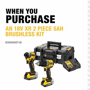 Redeem a FREE 18v XR Brushless Multi-tool when you purchase an 18V XR 2 Piece 5ah Brushless Kit (DCK2050H2T-XE). Visit GUARANTEEDTOUGH.COM.AU for the latest ONSITE catalogue OUT NOW. | DEWALT