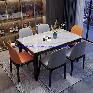 [Hot Item] Dining Dining Room Set Modern Luxury Wood Marble Top Home Furniture Dining Room Table and Chair Dining Table Set for Restaurant