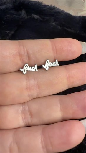 Cursive f*ck earrings 😮‍🔥 Clean script, loud attitude #statementearrings #altstyle #jewelrytok #fyp #edgyfashion