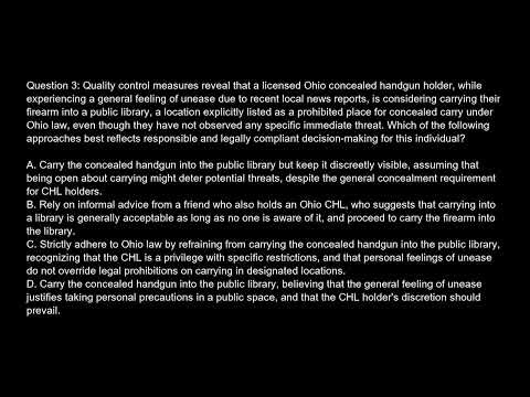 Ohio Concealed Handgun License CHL Exam Optional Free Practice Test And Answers Updated