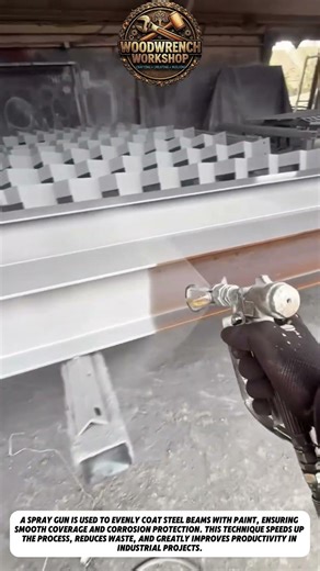 Fast Steel Beam Painting with Spray Gun | Industrial Coating Efficiency