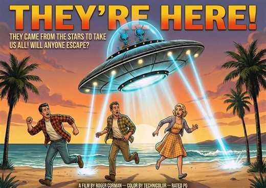 Vintage Sci-fi Movie Poster - "they’re Here!" - Retro 1950s Alien Invasion Wall Art - B-movie Aesthetic Decor Printed on Matte Photo Paper - Etsy