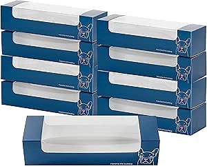 Restaurantware Pastry Tek 9.8 x 3.2 x 2.4 Inch Pastry Boxes 100 Disposable Donut Boxes - With Clear Window Easy Assembly Frenchie Paper Cookie Packaging Boxes For Muffins And Mini Cakes