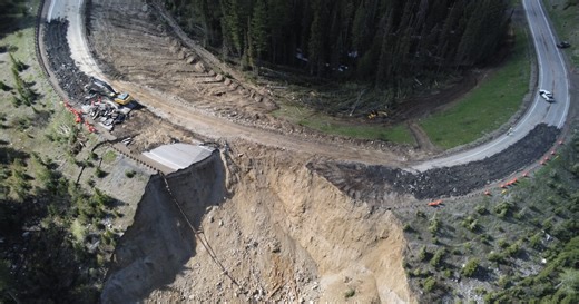 Crews working on temporary bypass around collapsed section of Teton Pass highway