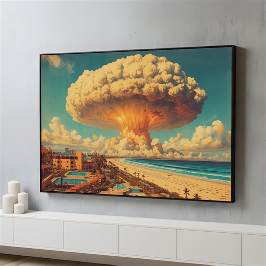 Surreal Nuclear Explosion Landscape | Apocalyptic Coastal Canvas Wall Art | Dramatic Sci Fi Artwork | Bold Statement Home Decor - Etsy