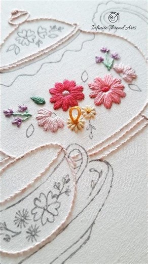 How to embroider Straight stitch flowers | Daisy flower hand embroidery