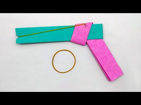 Easy Origami Gun - How To Make A Paper Gun That Shoots Rubber Bands - DIY Paper Gun Making Tutorial