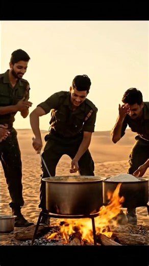 Real Indian Army Soldiers cook Dal chawal in desert with dancing #army #trending #viralvideo