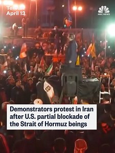 Thousands of pro-government demonstrators gathered in Tehran to protest against the United States' partial blockage of the Strait of Hormuz.