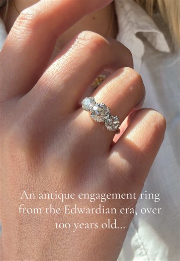 Edwardian Diamond Three Stone Ring for Sale
