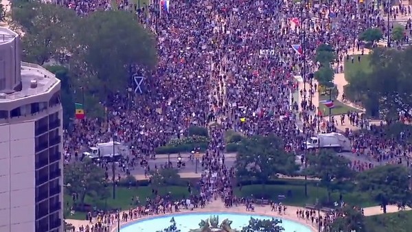 Aerial footage shows massive crowd at Black Lives Matter protest in Philadelphia