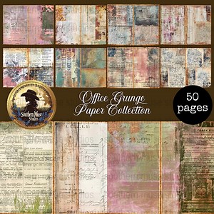 Grunge Paper Digital, Junk Journal Pages, Aged Texture, Scrapbook Supply, Office Ephemera, Printable Papers, 50 Instant Download Pdfs - Etsy