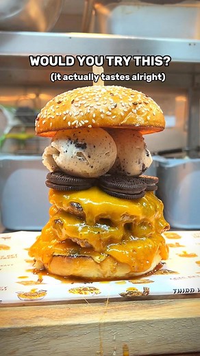9.3K views · 95 reactions | Would you try this Triple Cheeseburger & Oreo burger? It actually tasted alright. | Third Wave BBQ | Facebook