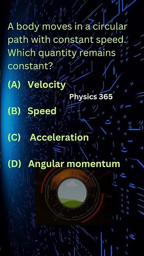 A body moves in a circular path with constant speed. Which quantity remains constant? Physics 365