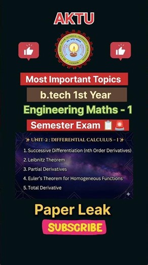 Differential Calculus-I Unit-2 | Important Topics | AKTU Maths BAS103 | The Next Engineer