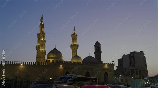 Al-Azhar Mosque, The Resplendent Congregational Mosque known in Egypt simply as al-Azhar, is a mosque in Cairo, Egypt in the historic Islamic core of the city. Evening traffic jam near Al-Azhar mosque