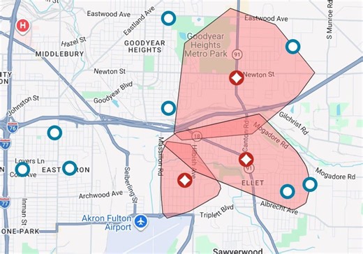 More than 7,000 reported without power in Goodyear Heights, Ellet