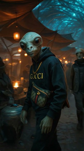 POV of a human sneaking through a glowing alien bazaar under a bioluminescent canopy