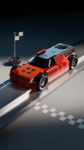 Render Weekly on Instagram: "@david.or.work the king 👑 amazing animation as always - Fast’nd 01 — my take on the #rwderby challenge. 🚗 I gave in to my habit of using visible screws in my designs by going with a sheet metal body attached to the carved wood base. The metal gives it some heft and weight, so it feels kind of fast. And of course, I painted it red just to make sure 💅 #renderweekly #industrialdesign #Blender3d"