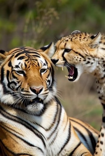 Tiger Vs Cheetah fight #shorts #tiger #ai #cheetah #fighting