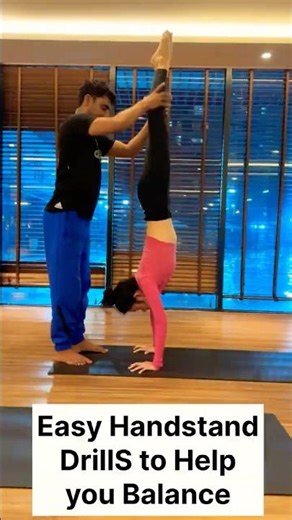 Easy Handstand Drills to Help you Balance.🌸🤗#handstandworkout #balanceyoga #yogaskills #shorts