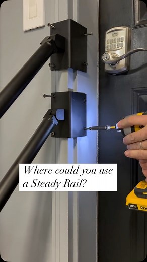 Jaimi Bengtson | DIY Home on Instagram: "Ever thought installing a handrail was a job for the pros? Think again. | #ad Meet the Steady Rail by @carolinastairsupplyinc - This is the company that designed the baluster kit that allowed us to update our 90s railings super easily! When they told us about their new product, we knew had to try it. 💯 It’s a patented handrail designed specifically for garage stairs (but it works great for porch steps too!). Most garages with just a few steps aren’t requ