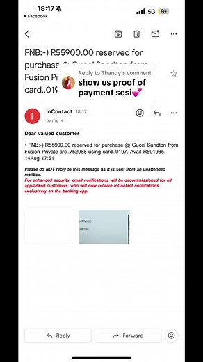Gucci Purchase Receipt and Message Details