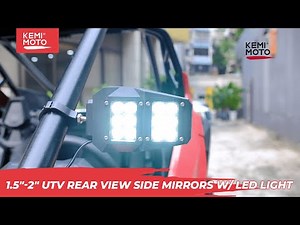 How to install 1.5"-2" UTV Rear View Side Mirrors w/ LED Light For Polaris RZR PRO XP | Kemimoto