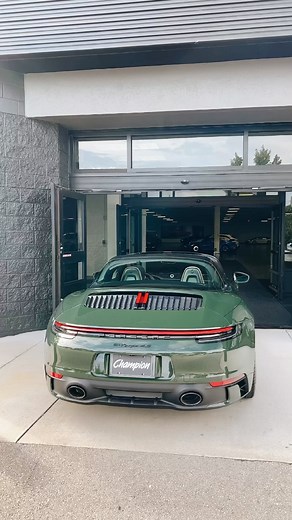 Champion Porsche on Instagram: "Can’t help but stare whenever we see the Targa top in action 💚 Some more of that paint to sample Underberg Green (Unterberggrün non-metallic) Targa 4S from the other day. Be a Champion #ChampionPorsche #Porsche #thereisnosubstitute #painttosample #pts #911targa #targa #porschetarga #porsche911 #weekendready #992targa #weekendvibe #getoutanddrive #reels #ptsrs #instagramreels #video #newvideo #porschemoment #targatop #beachampion"