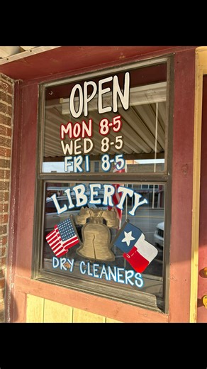 LIBERTY DRY CLEANERS LOGO🔔🇺🇸 located in Downtown De Leon! Come get your clothes pressed and ready for the Holidays. | The Modern Muse Paint Co.