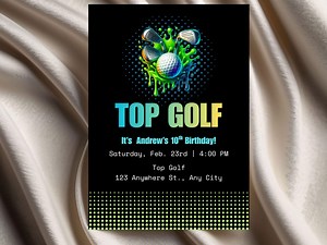 Top Golf Birthday Party Invitation | Golf Party Invite | Editable Canva Template | Printable & Mobile Digital Download - Etsy
