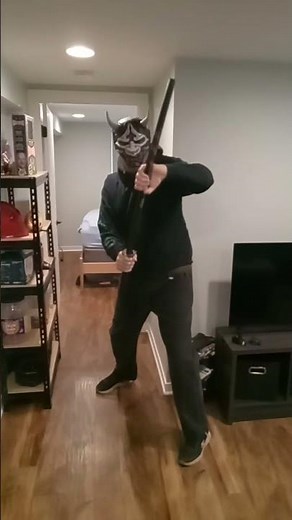 doing some Samurai. moves with my oni mask #samuri