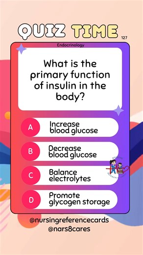 7.1K views · 86 reactions | What is the primary function of insulin in the body? * * * * * * * * #nurses #doctors #nursing #medical #nurseexam #NCLEX #nclexreview #nclexrn #registerednurse #medicaldoctor #medicine #studentlife #exam #exampreparation #nclexprep #nursingstudent #medicalstudent #RN #NMC #NGN #PNLE #NLE #USRN #RN #rnlife #nursinglife #fbreels #fypシ゚ @highlight @followers @everyone | Nursing Reference Cards | Facebook
