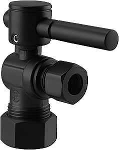 Westbrass D105BL-62 1/4-Turn Lever Handle Angle Stop Shut Off Valve, 5/8" OD x 3/8" OD, Matte Black