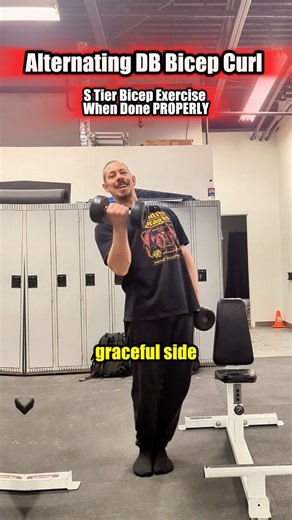 Darkside Training Systems on Instagram: "There are SO many ways to do bicep curls. Spider curls, concentration curls, EZ bar curls, Drag curls... etc, etc. But the Alternating DB Bicep Curl is the perfect mix of raw strength and precision to ensure that you make GAINS. However, a lot of people butcher these and turn them into a full body workout, and we do NOT want that. We want to keep the tension on the bicep and (mostly) only the bicep. This tutorial will show you the way, my friend. #bicep #