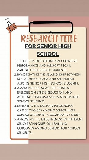 Quantitative Research Titles for Senior High School Students