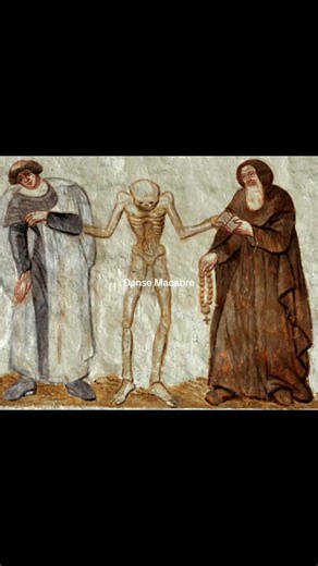 The Danse Macabre movement emerged in late medieval Europe during times of plague and instability. Skeletons were painted leading kings, priests, and peasants alike as a reminder that death makes everyone equal. #medieval #symbolism #arthistory #dansemacabre #medievalart