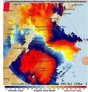 12K views · 220 reactions | Wow The the very colourful Sydney doppler radar tonight from The Bureau of Meteorology measuring the speed of the Wind towards the radar and away from the radar the legend is at the bottom | New South Wales STORM WATCH | Facebook