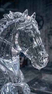 Carving a Giant Ice Horse From a Solid Block #diycrafts #diy #diybuild #shorts #asmr