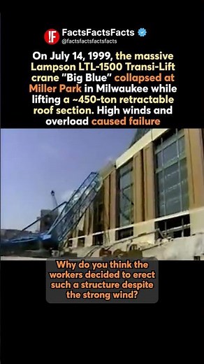 💥 Big Blue Crane Collapse 1999 - Shocking Miller Park Disaster