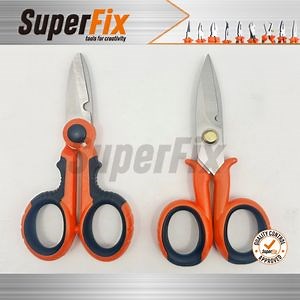 [Hot Item] Multifunction Electrician Stainless Steel Plastic Handle Scissors Wire Cutte Wire Cable Cutting Scissors Engineering Scissors