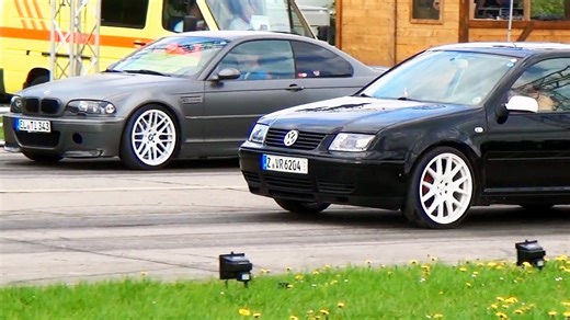BMW M3 CSL E46 vs VW Bora VR6 – Quarter Mile Drag Race and Acceleration Sound