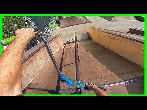 Longest Grind Possible on Scooter at Skatepark!