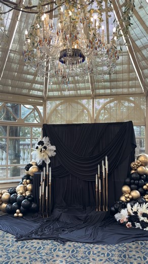 KATHERINE | NJ LAVISH EVENTS ✶ on Instagram: "An all black affair 🎭 #nj #eventdécor #eventstyling #drapery #masquerade"