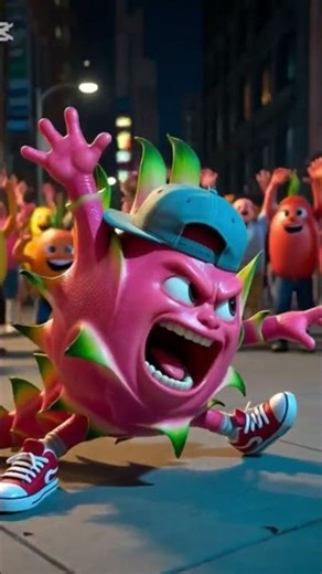 Dragon Fruit BreakDance #ai #animation #funny #fruit : Neon Street Jam