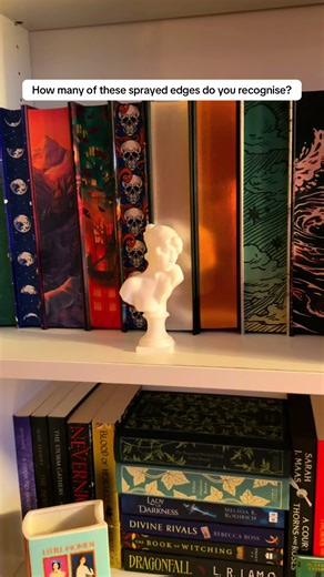 I’ve linked some of these sprayed edge books so you can match me! #booktok #books #sprayededges #bookshelf #bookish