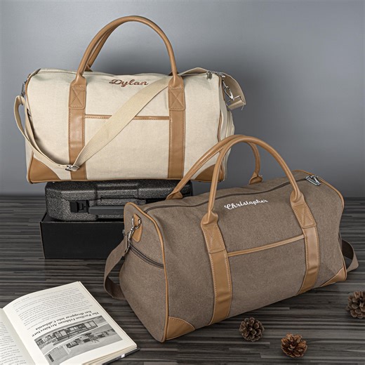 Personalized Groomsmen Duffel Bag: Embroidered Name Weekender Canvas Travel Bag for Men - Etsy